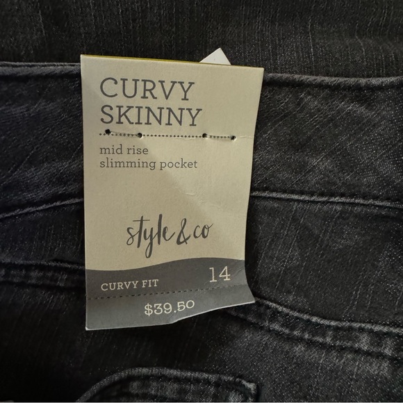 Style & Co Curvy Skinny Leg Jeans Midnight Star Dark Gray Wash NWT - Picture 8 of 9